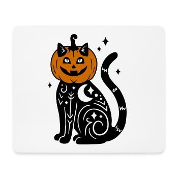Halloween Katze Kürbiskostüm - Mit Sternen - Mousepad (Querformat) - Weiß - Vorne