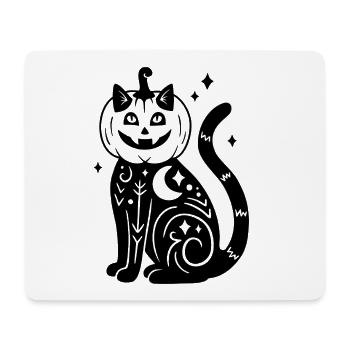 Halloween Katze Kürbiskostüm - Schwarz mit Sternen - Mousepad (Querformat) - Weiß - Vorne