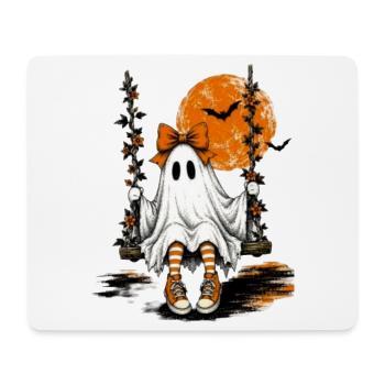Geist auf der Schaukel unter dem Mond - Mousepad (Querformat) - Weiß - Vorne