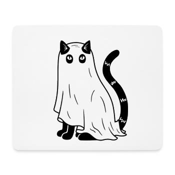 Halloween Katze Gespenst - SW - Mousepad (Querformat) - Weiß - Vorne