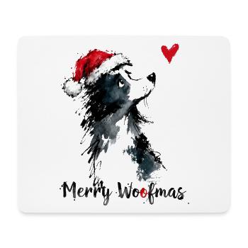 Border Collie Weihnachtsmütze Merry Woofmas Herz - Mousepad (Querformat) - Weiß - Vorne