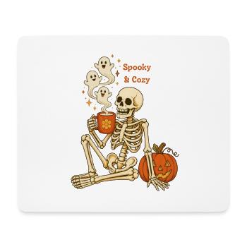 Gruseliger und gemütlicher Halloween-Skelettkaffee - Mousepad (Querformat) - Weiß - Vorne