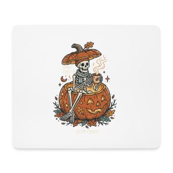 Gemütliches Halloween-Skelett im Kürbis - Mousepad (Querformat) - Weiß - Vorne