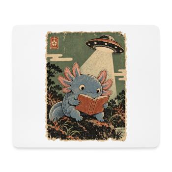 Vintage Japanese Axolotl Buchliebhaber UFO Alien - Mousepad (Querformat) - Weiß - Vorne