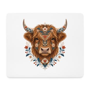Highland Cow, Schottisches Rind, Hochland Rind - Mousepad (Querformat) - Weiß - Vorne