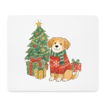 Weihnachtshund im Pullover - Mousepad (Querformat) - Weiß - Vorne