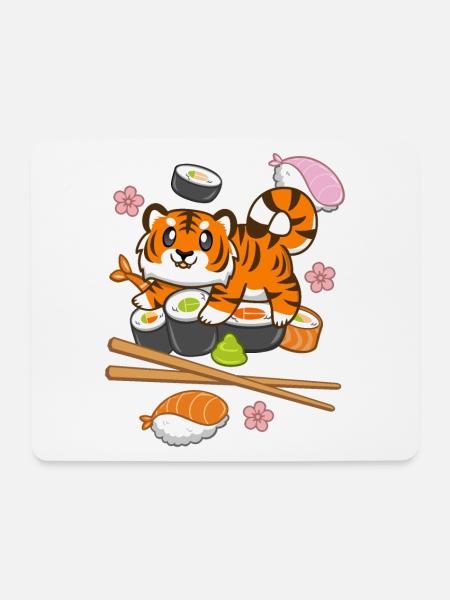 Sushi Tiger - Mousepad (Querformat) - Weiß