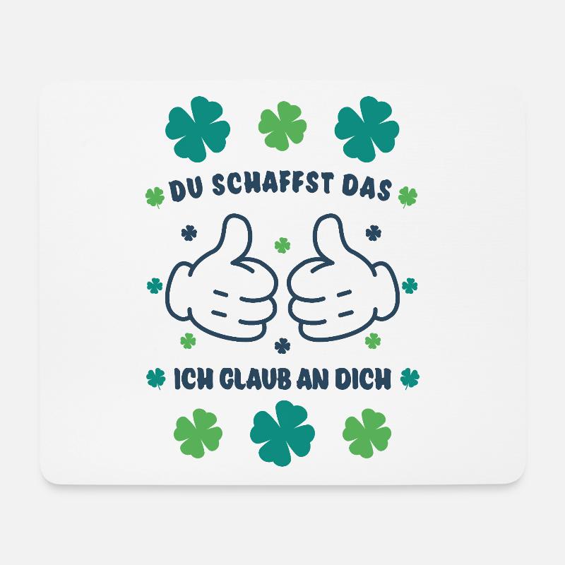 Du schaffst das! Daumen hoch Glücksbringer - Mousepad (Querformat) - Weiß