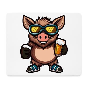 Schwein Apres Ski Bier Comic Wildschwein - Mousepad (Querformat) - Weiß - Vorne