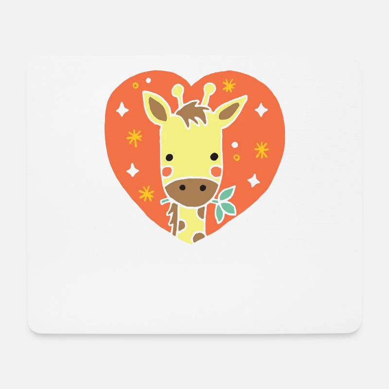 Giraffe Herz Geschenk Girafe Heart - Mousepad (Querformat) - Weiß