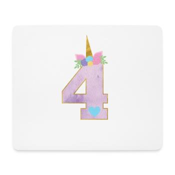 4ème anniversaire, cadeau de fille numéro 4 ans Licorne - Tapis de souris (format paysage) - blanc - Devant