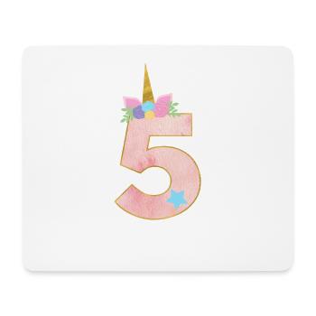 5.Geburtstag Einhorn Zahl 5 Jahre Mädchen Geschenk - Mousepad (Querformat) - Weiß - Vorne