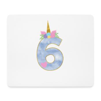 6 ans Licorne Numéro 6ème anniversaire fille cadeau - Tapis de souris (format paysage) - blanc - Devant