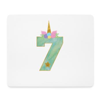 7 ans numéro de Licorne 7ème anniversaire fille cadeau - Tapis de souris (format paysage) - blanc - Devant