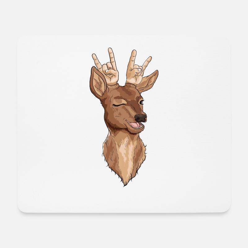 Hirsch Heavy Metal Reh Metalhand Metaller Geschenk - Mousepad (Querformat) - Weiß
