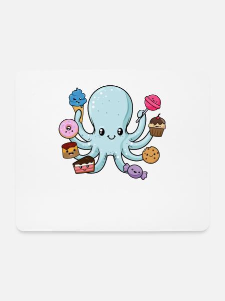 Süßer Oktopus Geschenk Tintenfisch mit Süßigkeiten - Mousepad (Querformat) - Weiß