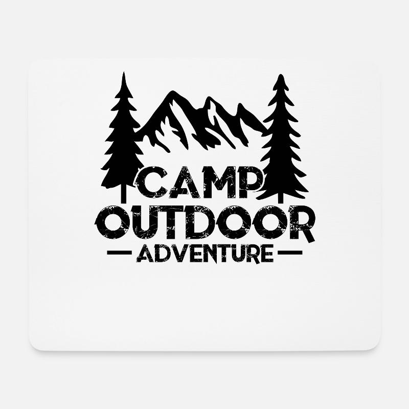 Camp Outdoor Adventure bw - Mousepad (Querformat) - Weiß