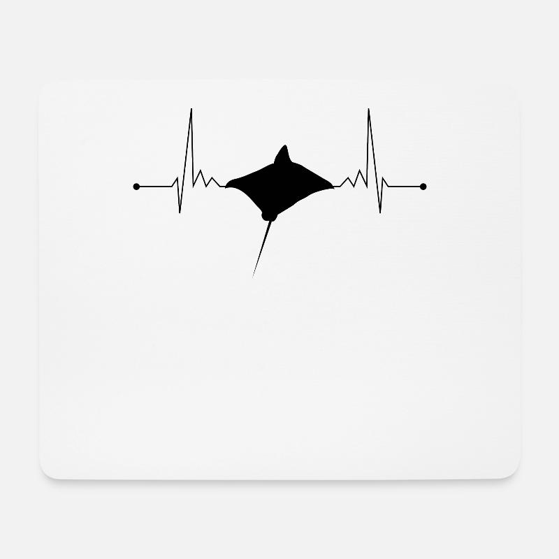 Mantarochen Herzschlag Taucher Rochen Geschenk - Mousepad (Querformat) - Weiß