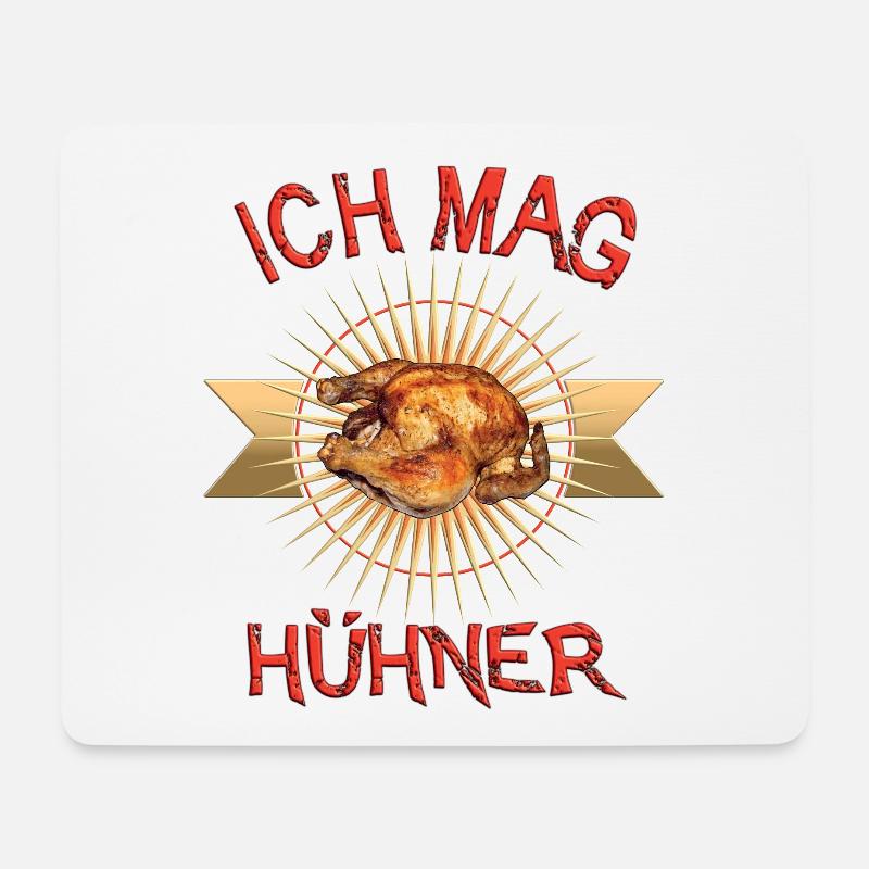 Lustiges Shirt: Ich mag Hühner als Brathähnchen - Mousepad (Querformat) - Weiß