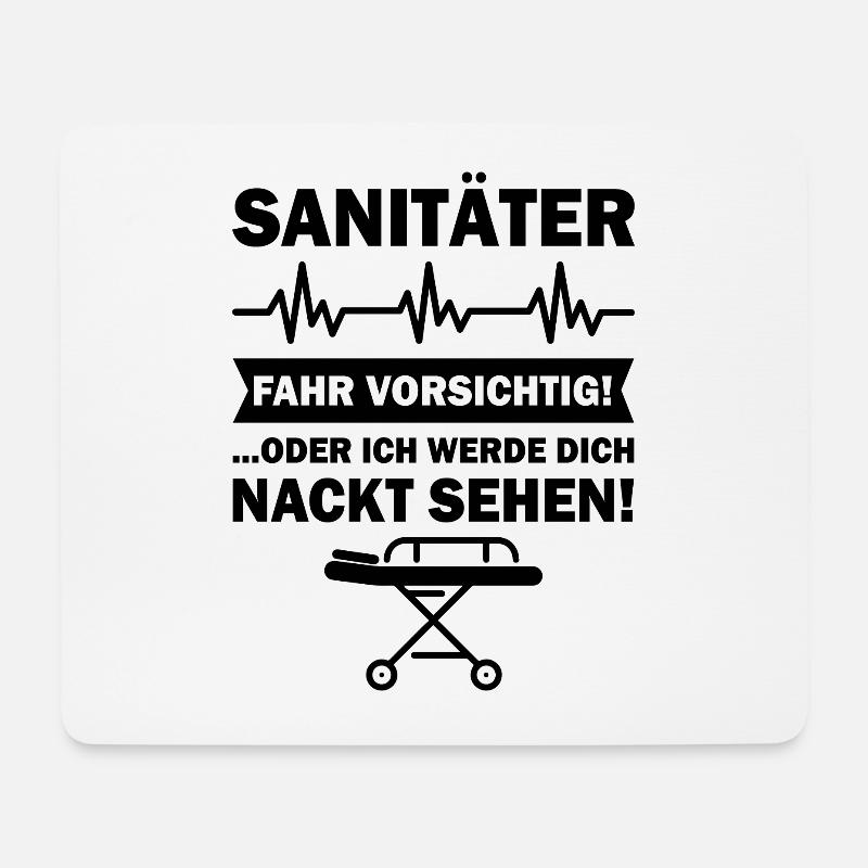 Sanitäter Puls Geschenk Notarzt Krankenwagen - Mousepad (Querformat) - Weiß