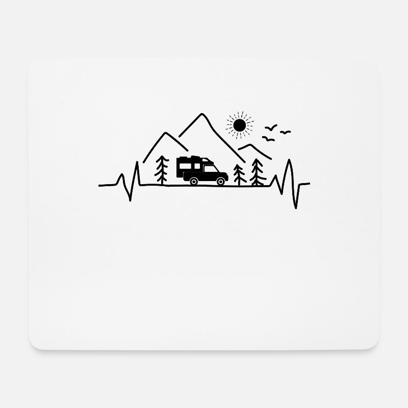 Pickup mit Wohnkabine Herzschlag Absetzkabine - Mousepad (Querformat) - Weiß