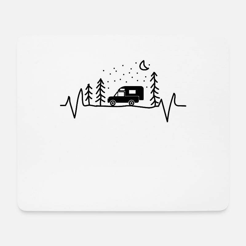 Pickup Wohnkabine Herzschlag bei Nacht - Mousepad (Querformat) - Weiß