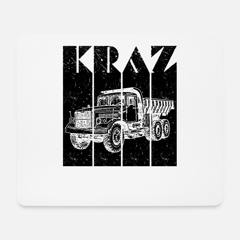 Vintage KrAZ Lkw Fahrer sowjetische Beruf USSR - Mousepad (Querformat) - Weiß