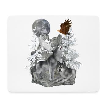 Wölfe,Winter, Adler, Mond - Mousepad (Querformat) - Weiß - Vorne