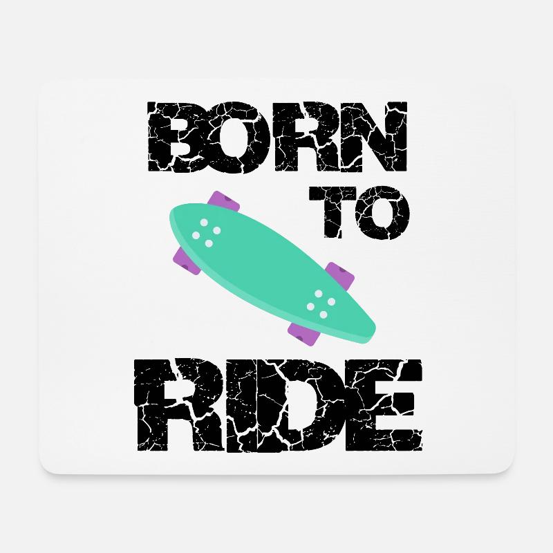 né pour rouler born to ride skateboard skate - Tapis de souris (format paysage) - blanc