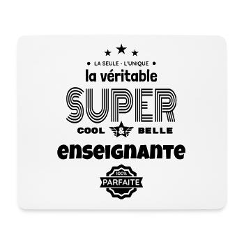 super enseignante 100% parfaite humour - Tapis de souris (format paysage) - blanc - Devant