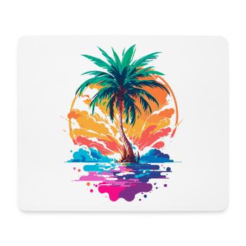 Palm tree in front of sunset | Tropical Paradise - Mouse Pad (horizontal) - white - Front
