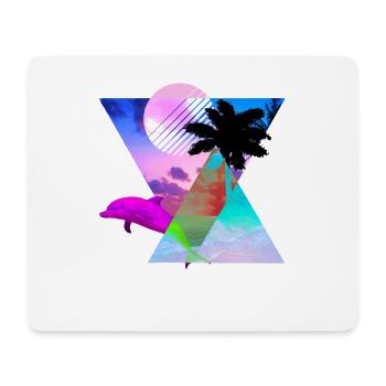 Vaporwave Dolphin 80s hypnotische Sonnenuntergangszene - Mousepad (Querformat) - Weiß - Vorne