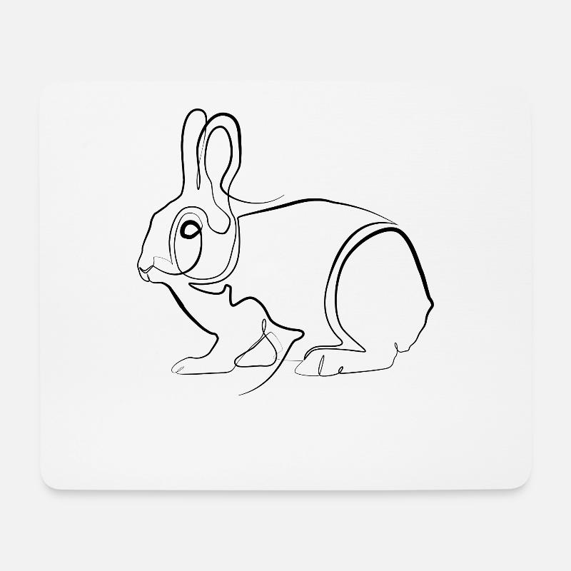 Kaninchen Hase - one-line drawing - Mousepad (Querformat) - Weiß