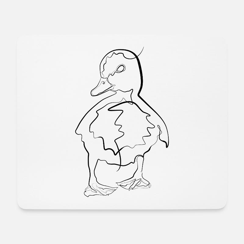 Baby Ente Tiermotiv - one line drawing - Mousepad (Querformat) - Weiß