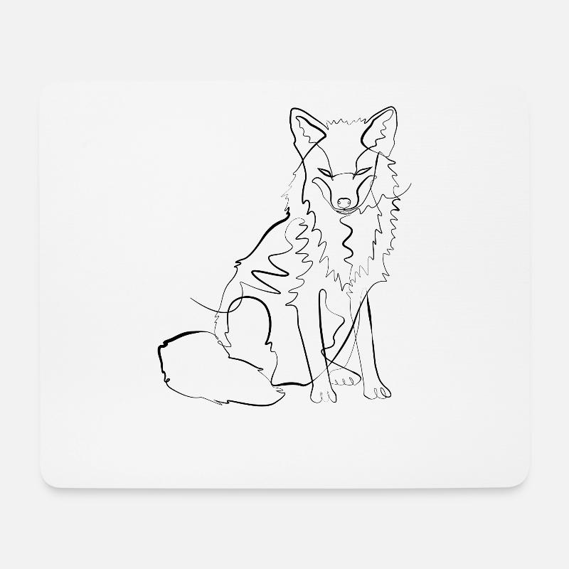 Fuchs intelligent Nerd - one line drawing - Mousepad (Querformat) - Weiß