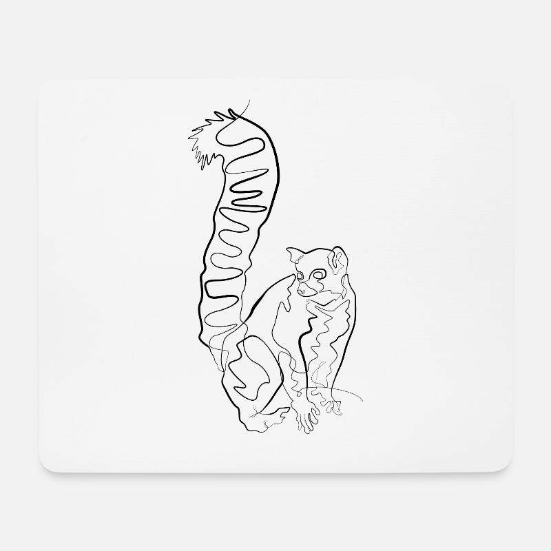 Lemur Madagascar - one line drawing - Tapis de souris (format paysage) - blanc