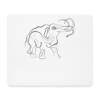 Mammut Elephant - one line drawing - Mouse Pad (horizontal) - white - Front