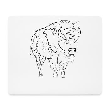 Bison Bison - one line drawing - Tapis de souris (format paysage) - blanc - Devant