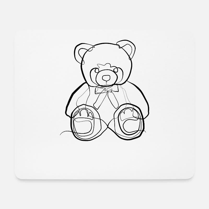 Teddybär - one line drawing - Mousepad (Querformat) - Weiß