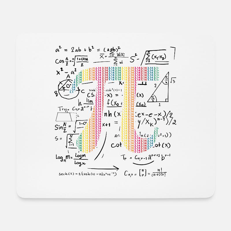 Pi Day Gift 3.14 Pi symbol with Math Equations - Mouse Pad (horizontal) - white