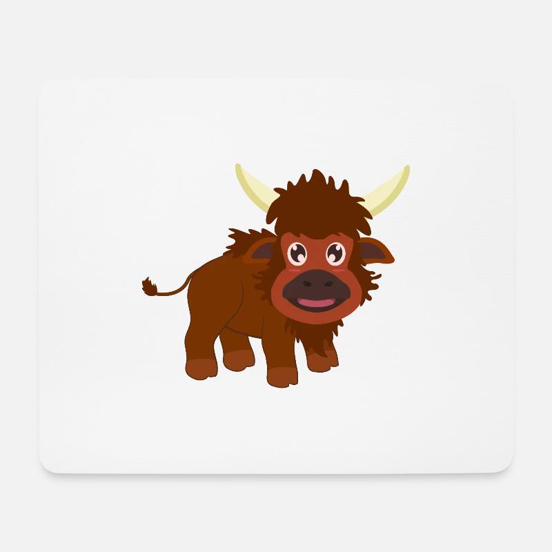 Bison Büffel - Mousepad (Querformat) - Weiß