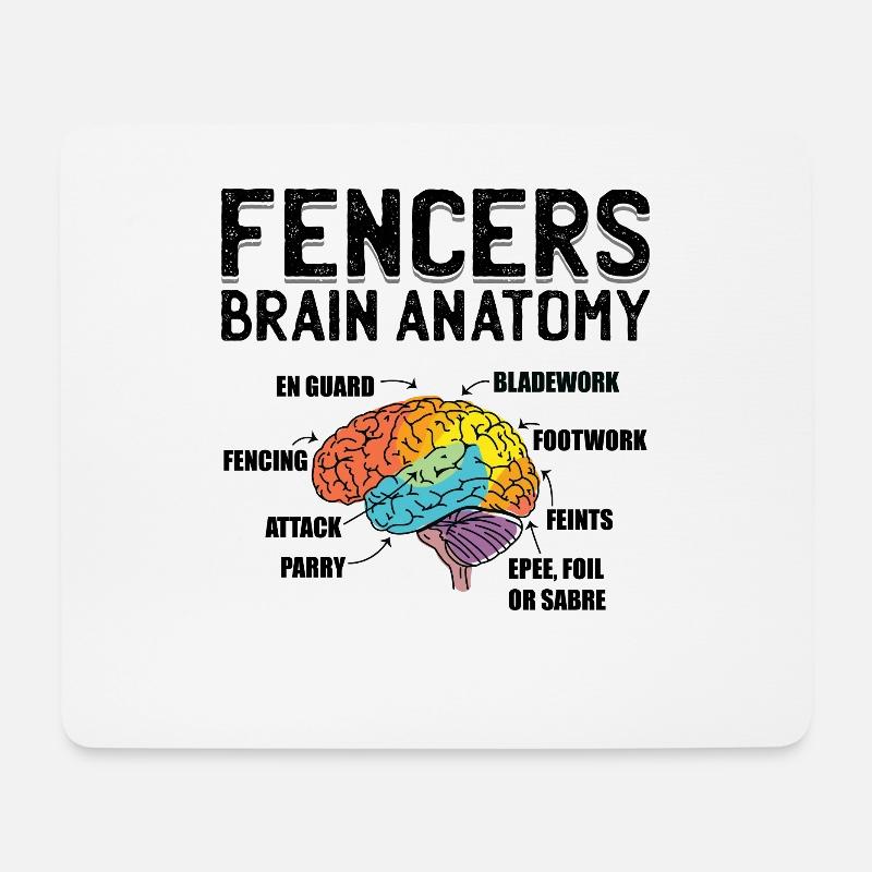 Fechter Gehirn Fechten Geschenkidee - Mousepad (Querformat) - Weiß