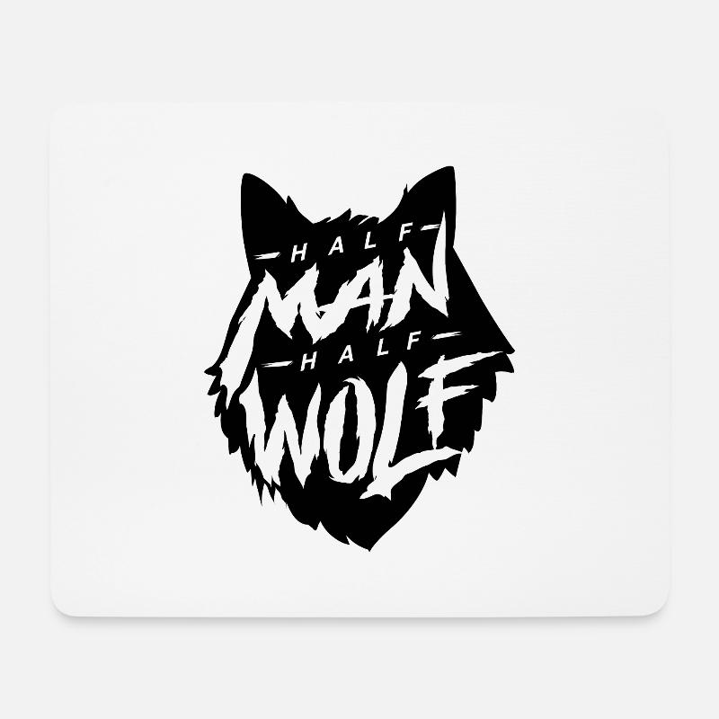 Wolf - Mousepad (Querformat) - Weiß