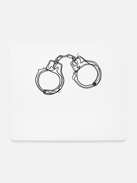 Handschellen - one line drawing - Mousepad (Querformat) - Weiß