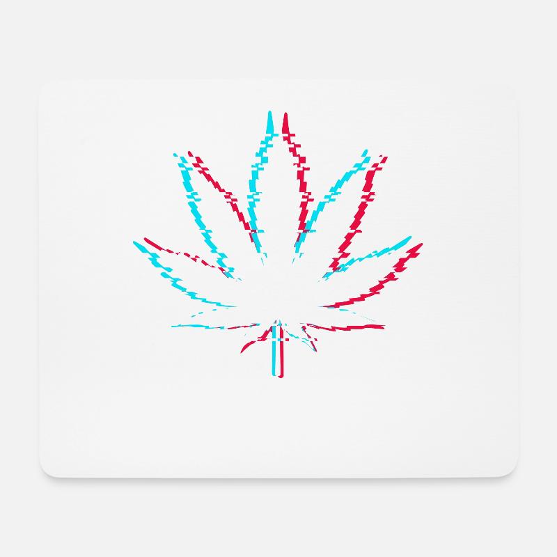 Feuille de marijuana Vaporwave esthétique avec Glitch - Tapis de souris (format paysage) - blanc
