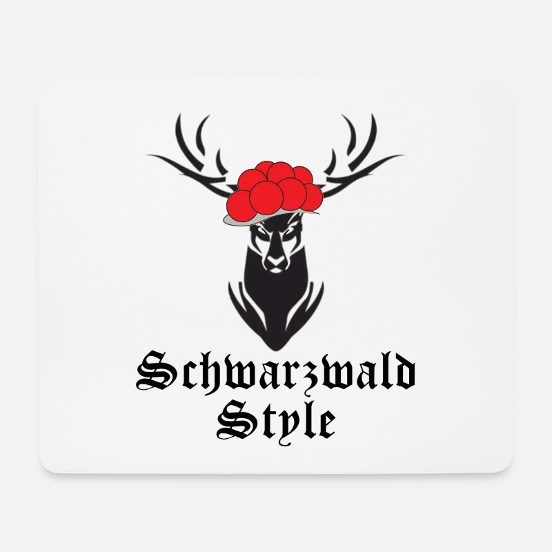 Schwarzwald Style Bollenhut Hirsch - Mousepad (Querformat) - Weiß