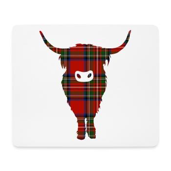 Tartan Highland Coo - Tapis de souris (format paysage) - blanc - Devant