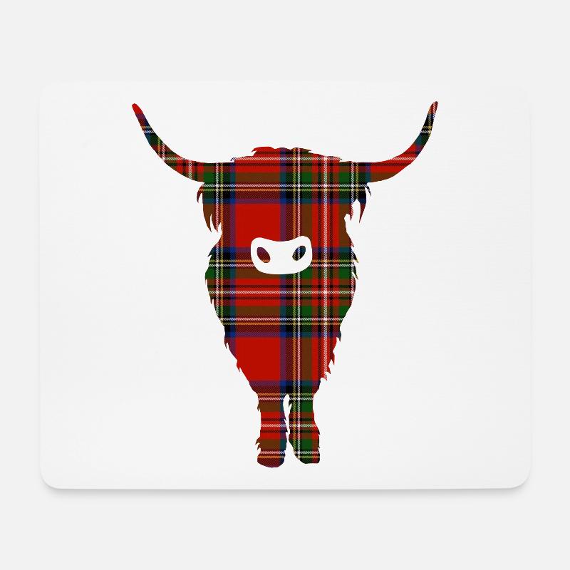 Tartan Highland Coo - Mousepad (Querformat) - Weiß