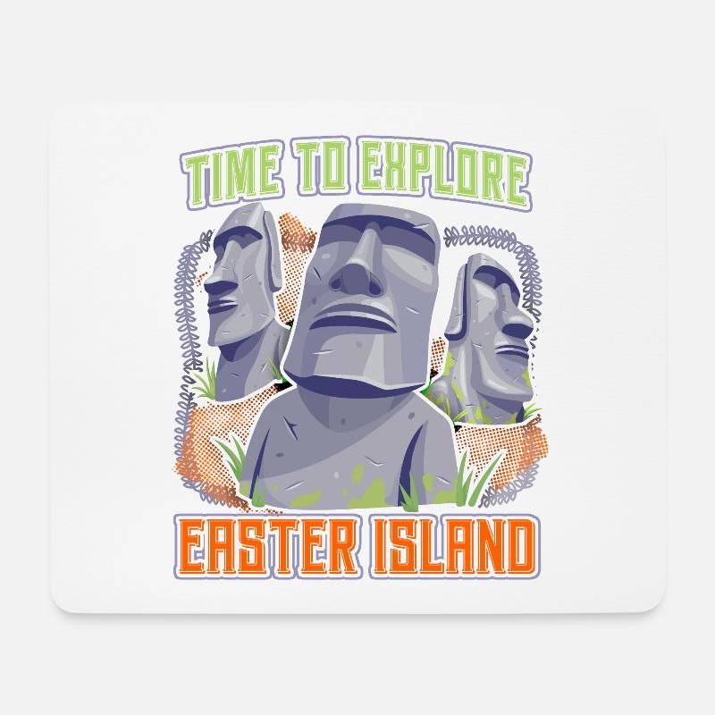 Steinköpfe, Moai, Osterinsel Rapa-Nui - Mousepad (Querformat) - Weiß