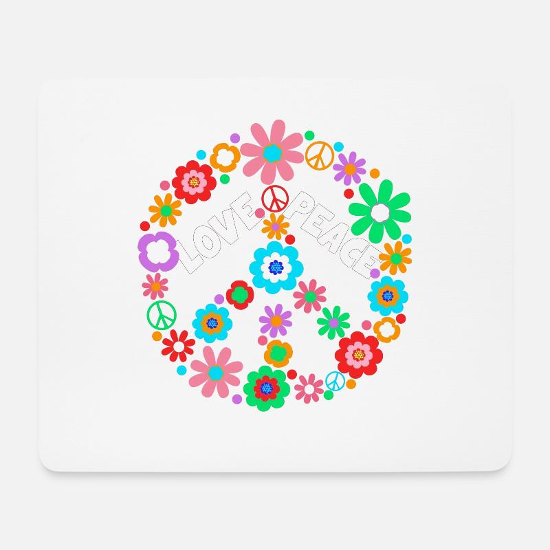 Peace Flowerpower Hippie Love Friedenszeichen - Mousepad (Querformat) - Weiß